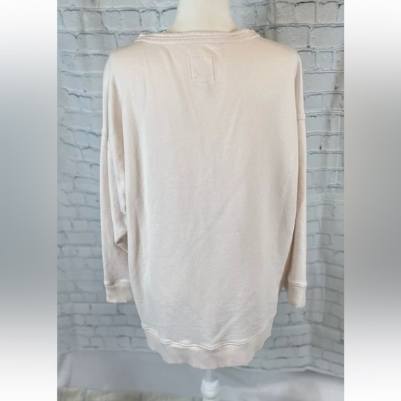 Real Good Aerie oversized lace up crew sweatshirt Pale Pink Woman’s Size L cute - Picture 7 of 16